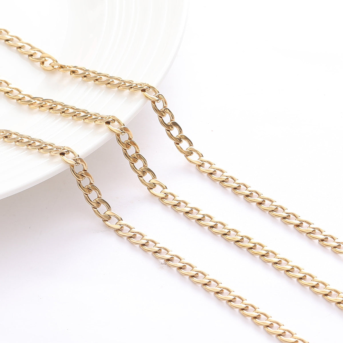 5mm /6mm Gold Plated flat cuban chain 18kgf/14kgf  gfc090a/gfc090b sold by foot findings for making jewelry jewelry making...