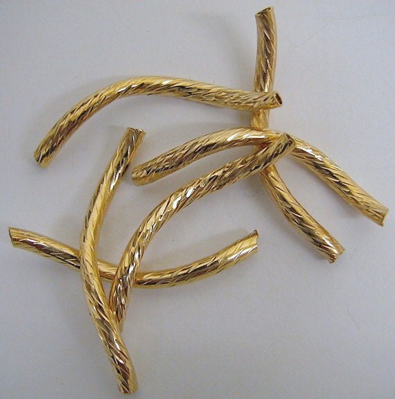18k gold filled EP tube 2x25mm s shape curve gold filled diamond cut tube gf2412 jewelry making supplies - detail image 3