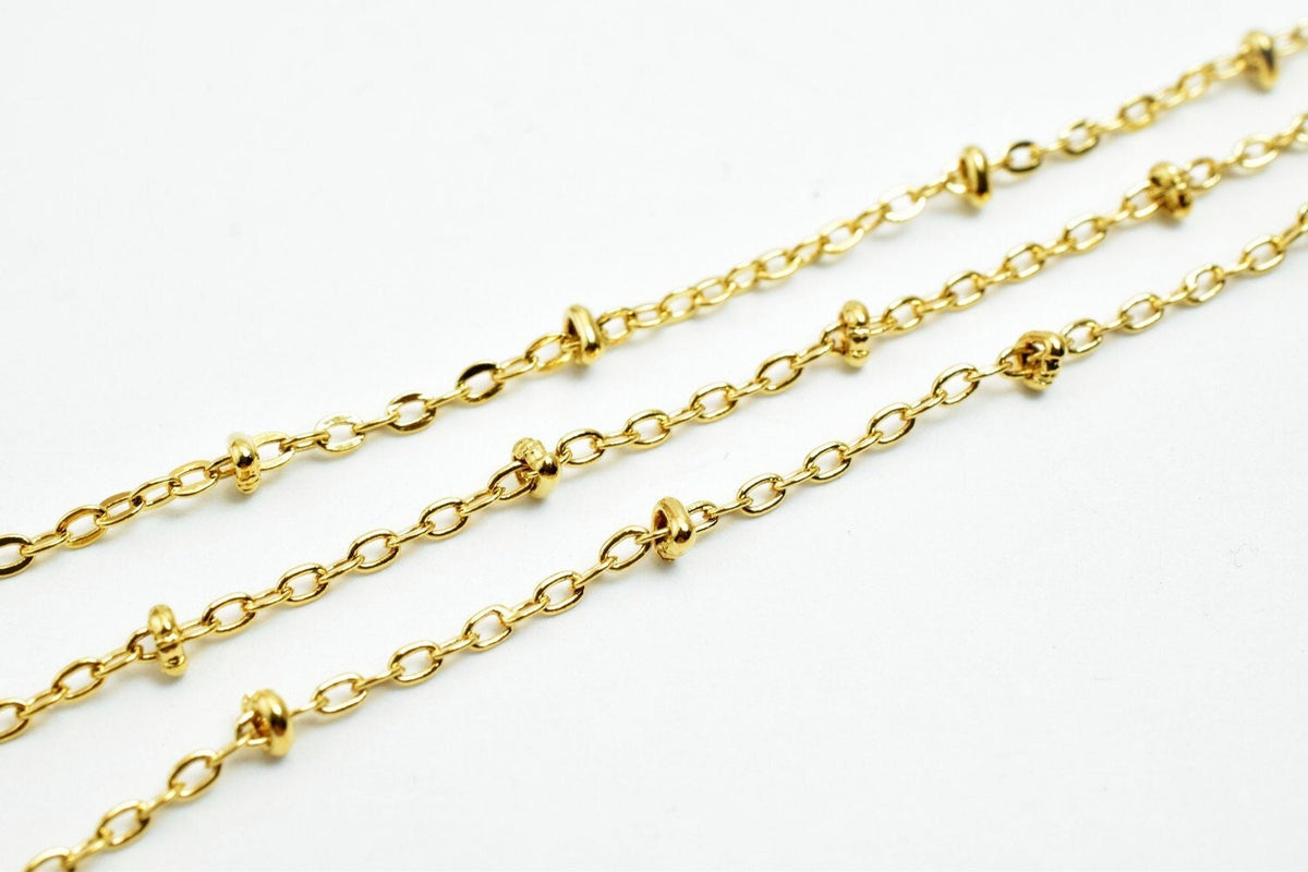 1.8mm 18k Gold Filled cable chain with roundel 18k sold by foot for jewelry making gfc039a h jewelry making supplies - det...