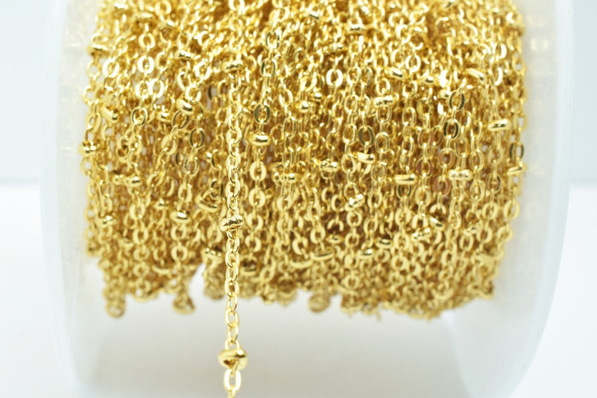 1.8mm 18k Gold Filled cable chain with roundel 18k sold by foot for jewelry making gfc039a h jewelry making supplies - det...