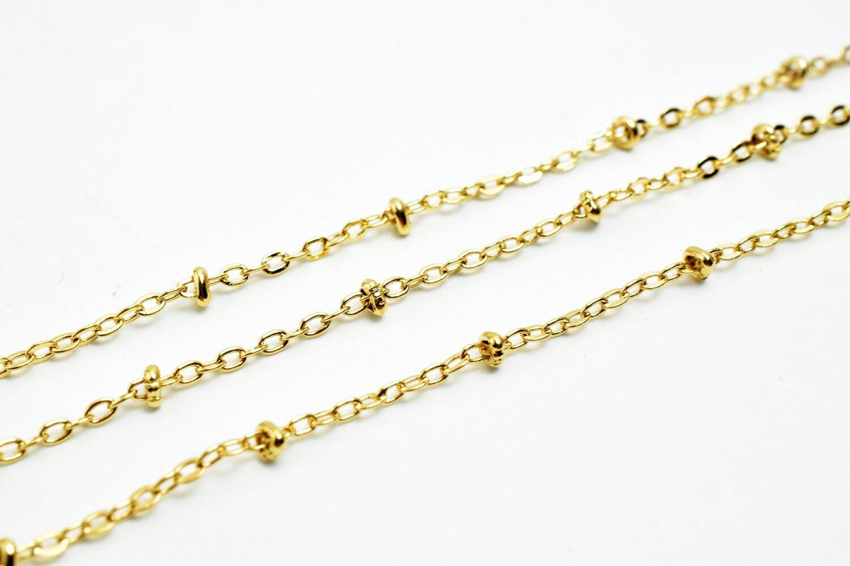 1.8mm 18k Gold Filled cable chain with roundel 18k sold by foot for jewelry making gfc039a h jewelry making supplies - det...