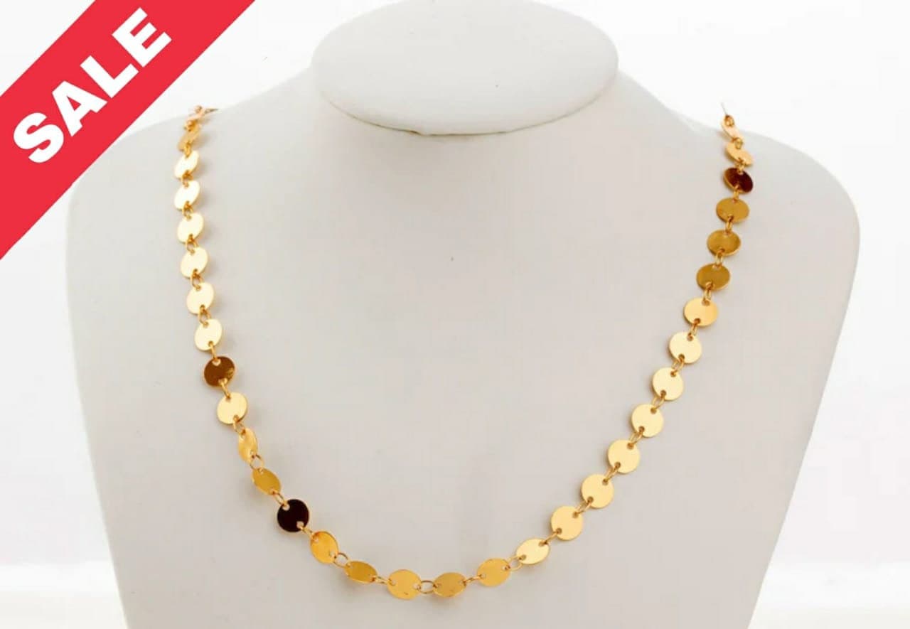 Coin Fancy Link Chain: Round Diamond Cable Style - 18K Gold Electroplated, Copper Core, Craft Supplies for Jewelry