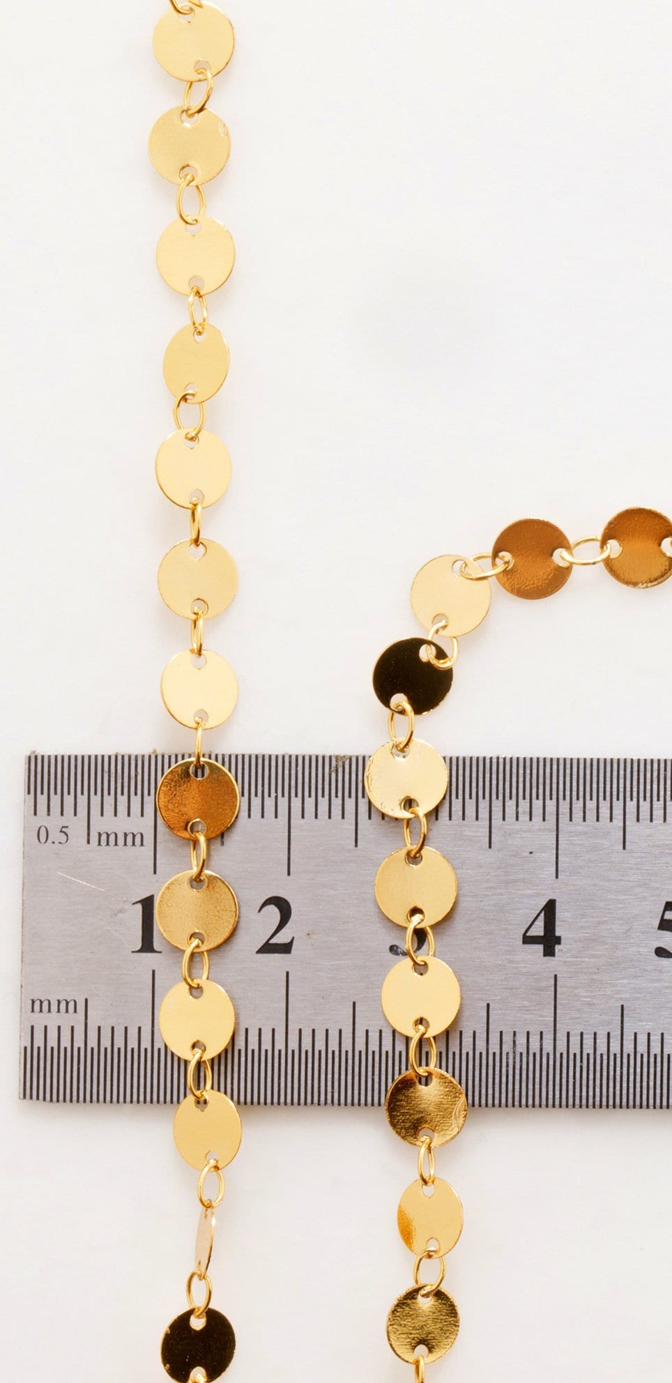 Coin Fancy Link Chain: Round Diamond Cable Style - 18K Gold Electroplated, Copper Core, Craft Supplies for Jewelry