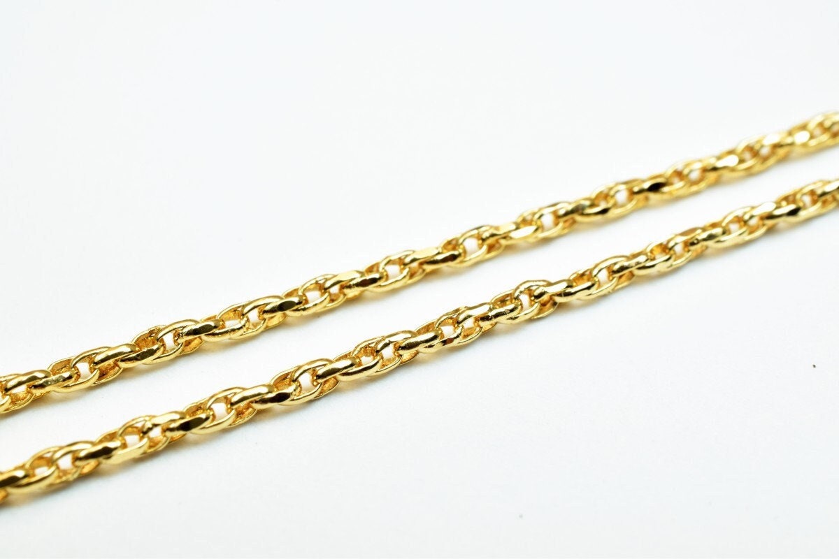 17.5" 18k Gold Filled Look, EP cable chain thickness 1.25mm  CG449 jewelry making supplies - detail image 3
