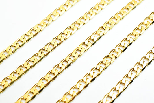 Figaro Cuban Chain - Electroplated Gold 18K Jewelry Chain - 2mm Thick, Copper Alloy, Wholesale by Foot