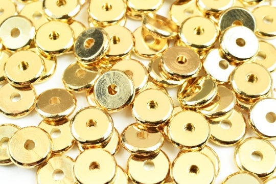 Gold Filled Look, EP Rondel Spacer Beads   Plain Seamless Roundel in 4mm 6mm 8mm 10mm  Round,Flat,Thin jewelry making supp...