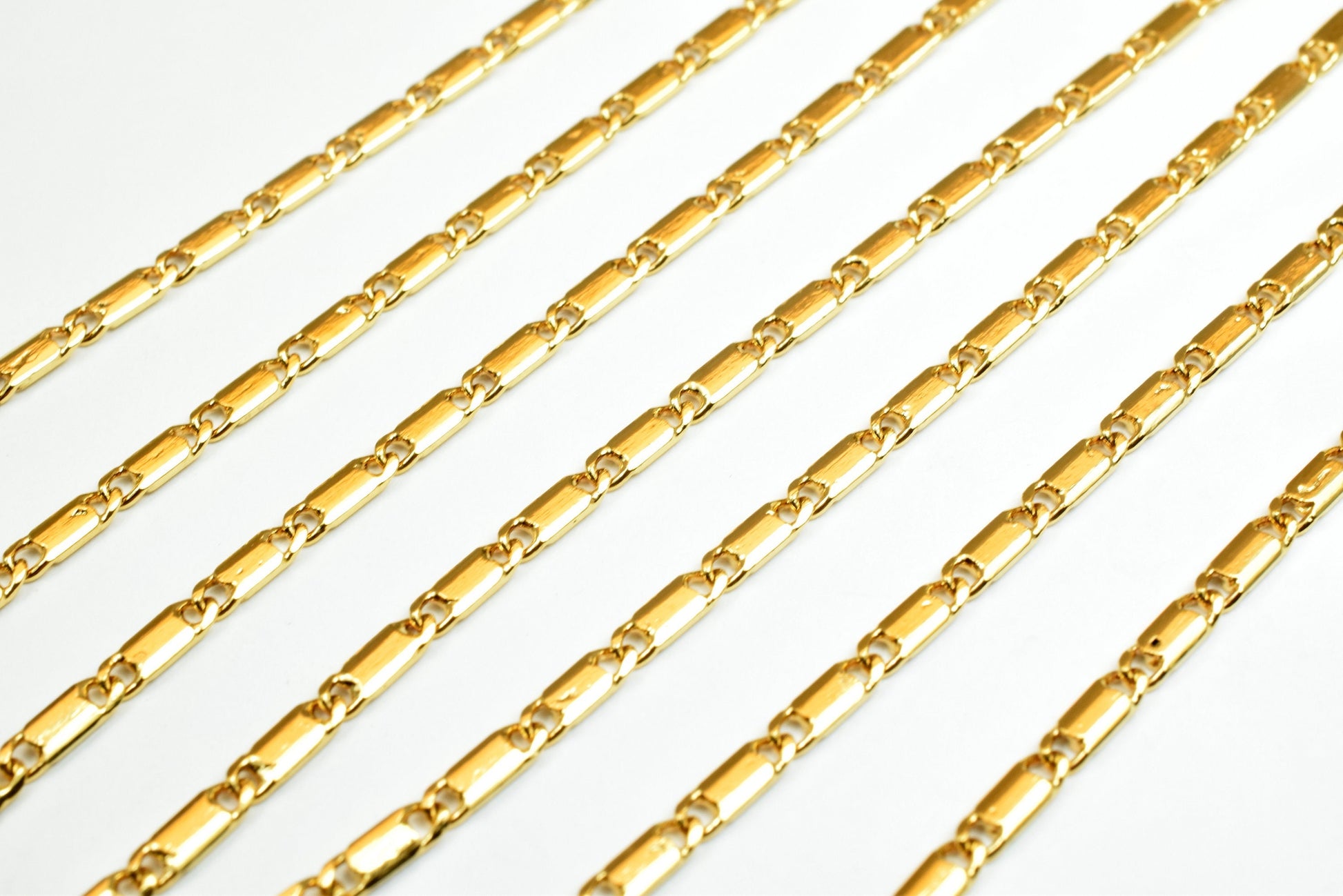 2.1mm Gold Filled chain beading chain/ bar chain 18k Gold Plated finding chain for jewelry making gfc031h sold by foot jew...