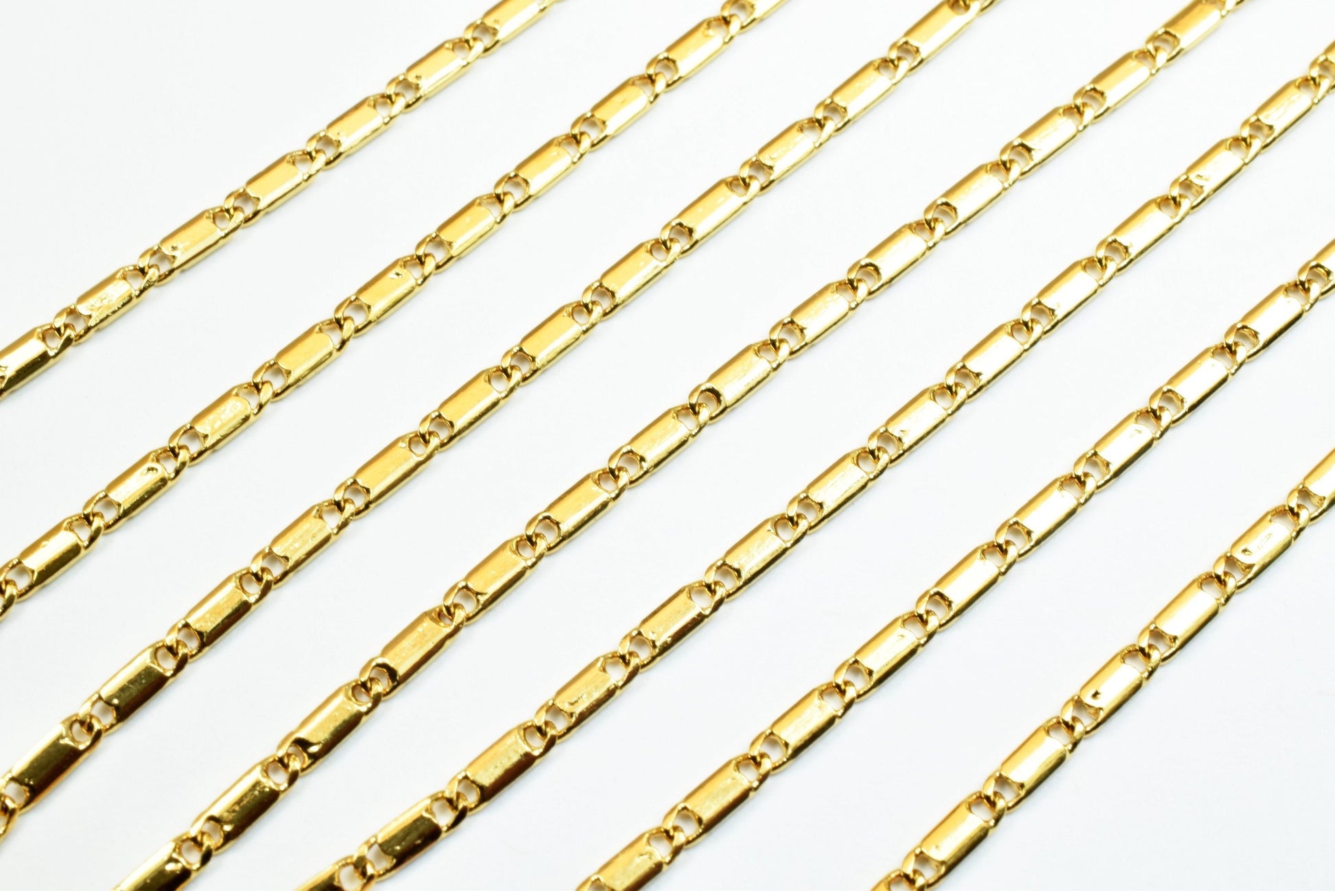 2.1mm Gold Filled chain beading chain/ bar chain 18k Gold Plated finding chain for jewelry making gfc031h sold by foot jew...