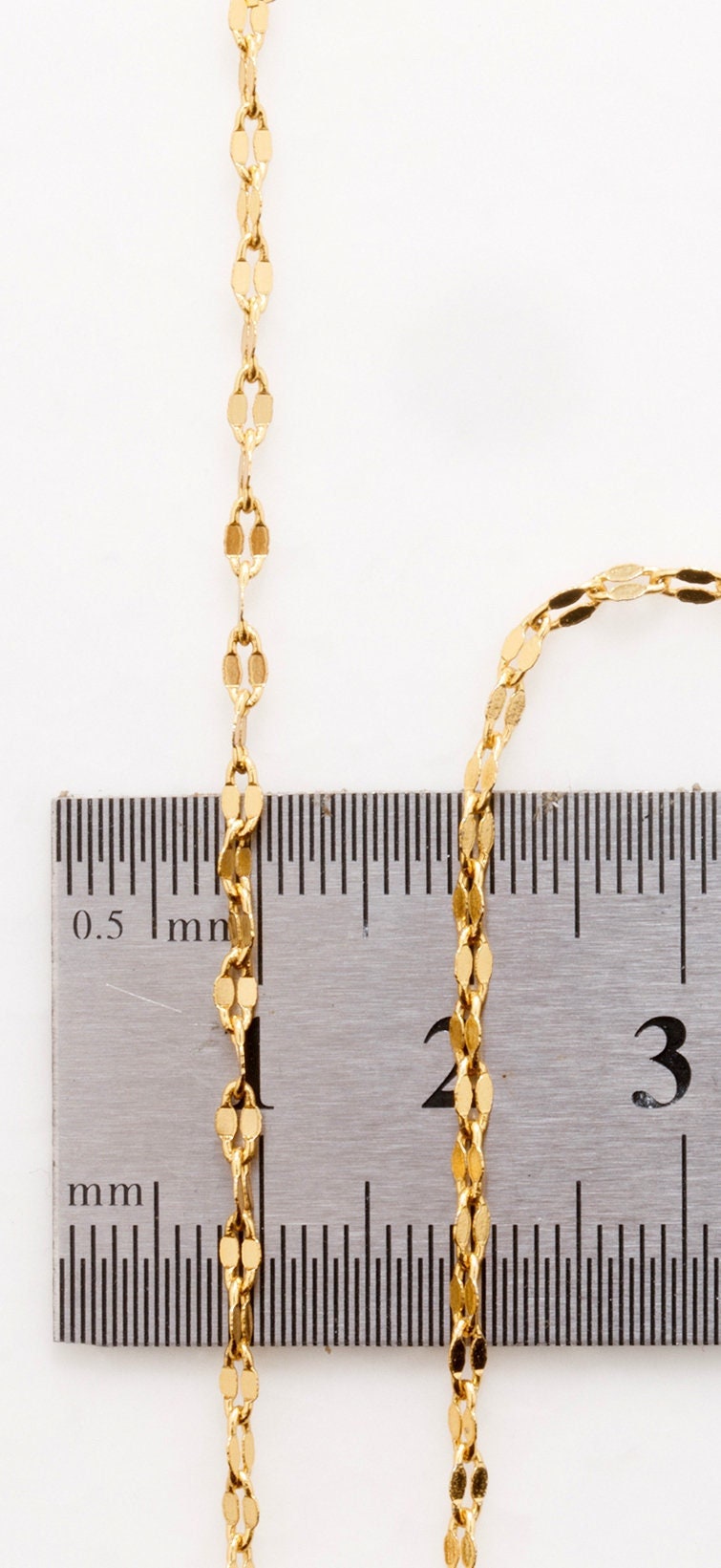 Crinkle diamond cut link chain 18k Gold Plated 2mm chain sold by foot for jewelry making gfc105 jewelry making supplies -...