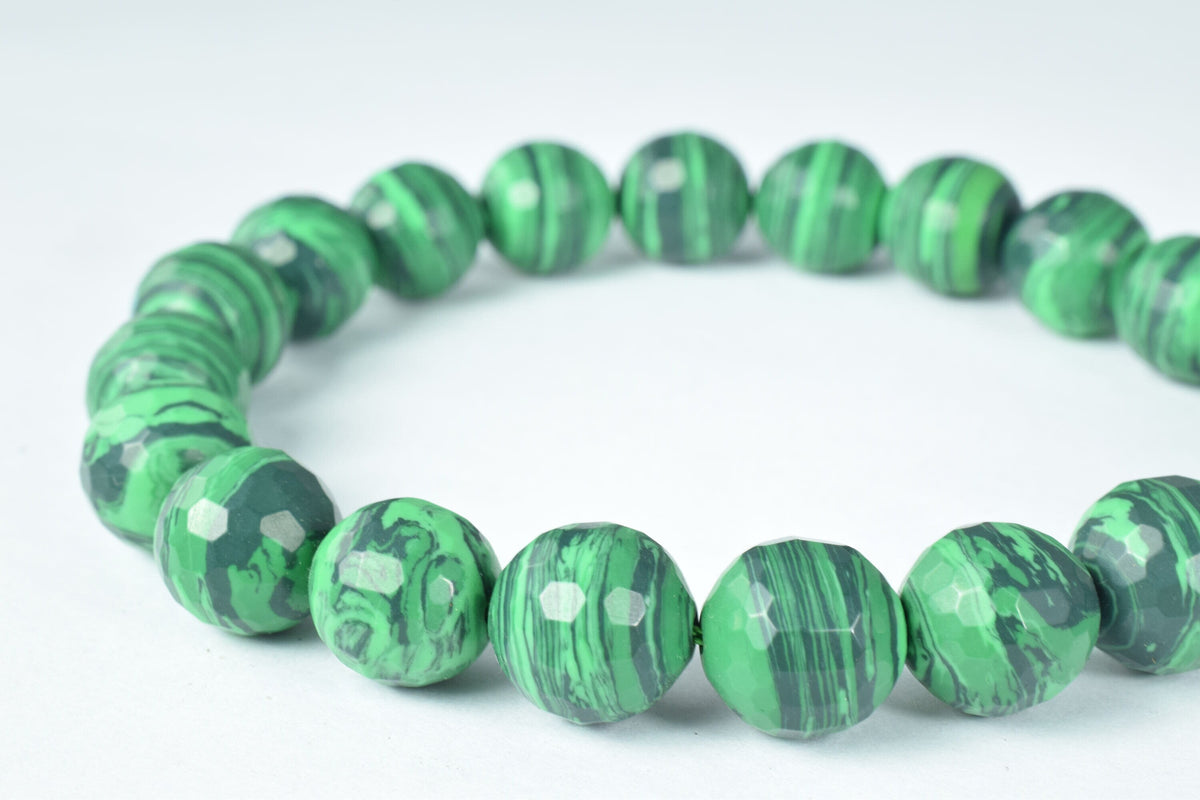 6mm/8mm/10mm/12mm  malachite faceted round gemstone beads, natural stone healing loose birthstone, gemstone for jewelry ma...