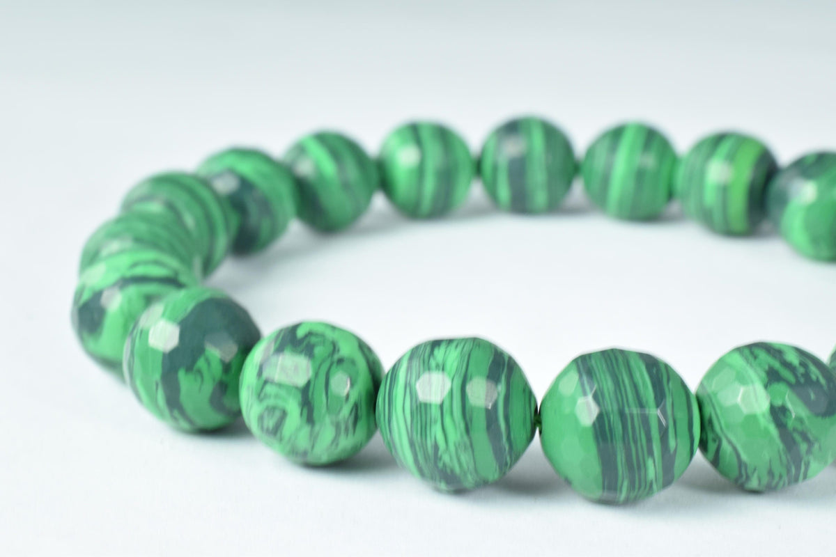 6mm/8mm/10mm/12mm  malachite faceted round gemstone beads, natural stone healing loose birthstone, gemstone for jewelry ma...