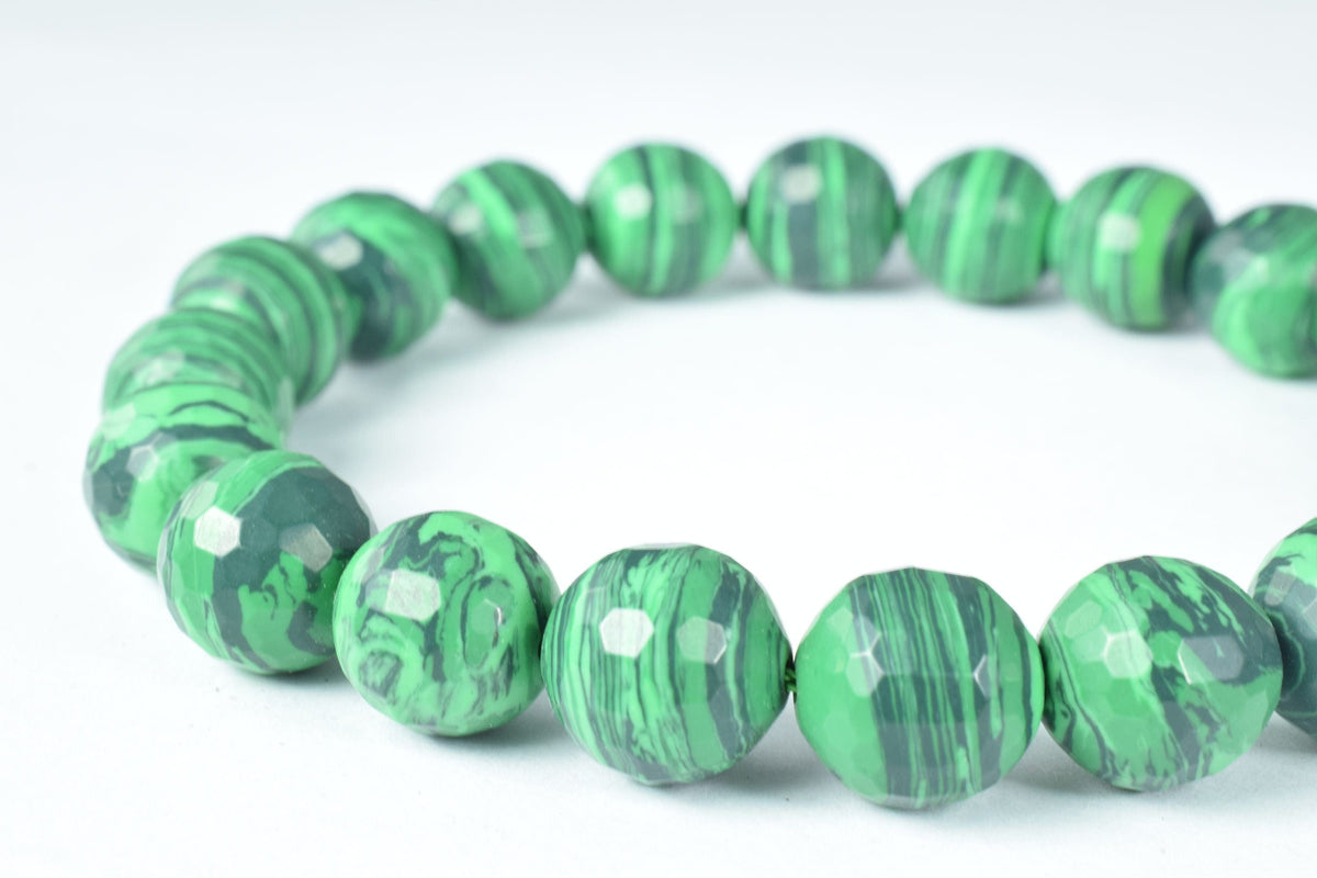 6mm/8mm/10mm/12mm  malachite faceted round gemstone beads, natural stone healing loose birthstone, gemstone for jewelry ma...