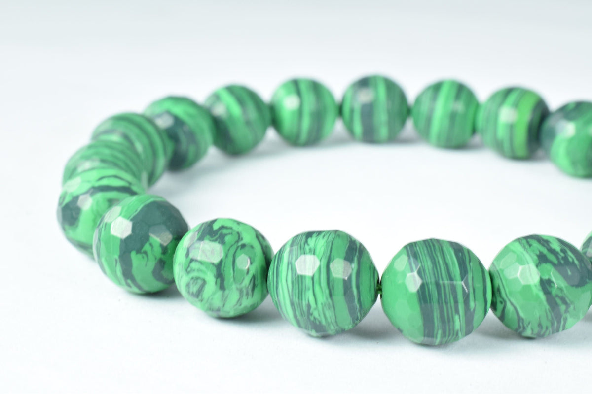 6mm/8mm/10mm/12mm  malachite faceted round gemstone beads, natural stone healing loose birthstone, gemstone for jewelry ma...