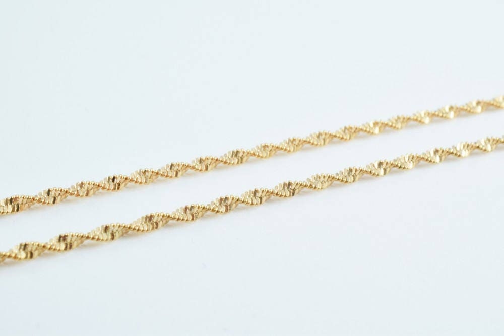 18k Gold Filled Alternative Twisted Rope Chain: Durable Jewelry Making Supply, Gold Finish (17.5 Inch Length, 2mm Thickness)