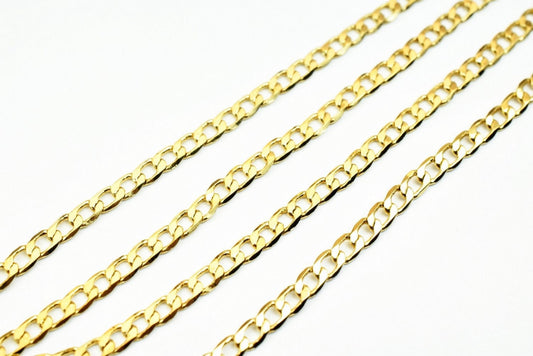 17 1/4 inches 18k gold filled EP chain curb chain/gourmette chain/cable chain width 2.5mm/thickness 1mm/ findings for jewe...