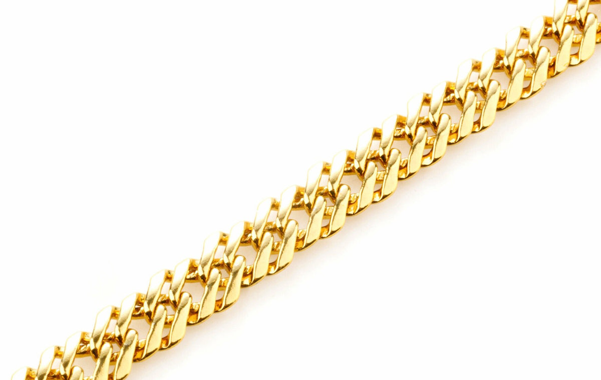 Parallel Gold Plated Chain: Electroplated 18K Cable Style - Copper Base, Sizes 5mm & 6mm, Bulk Jewelry Making Supplies