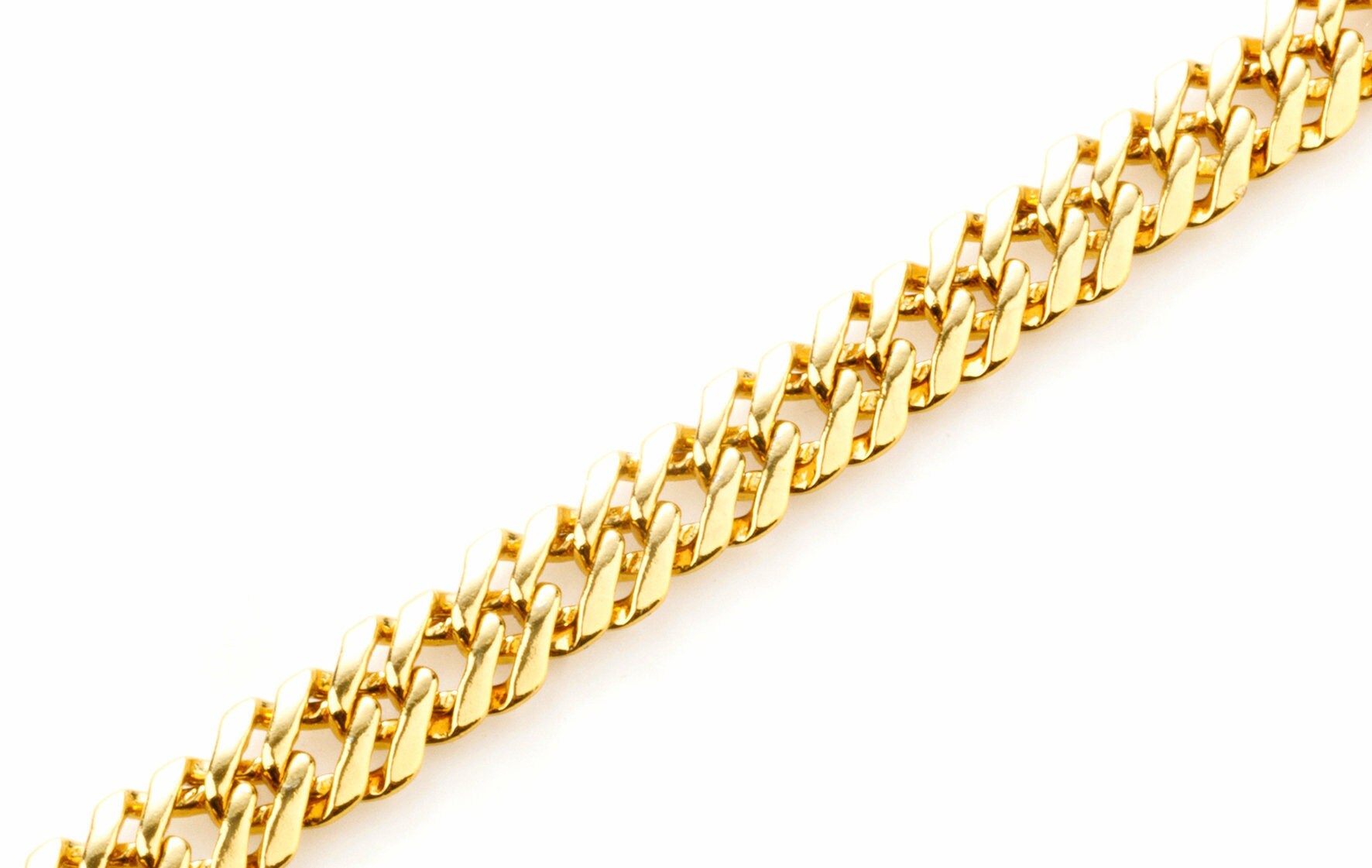 Parallel Gold Plated Chain: Electroplated 18K Cable Style - Copper Base, Sizes 5mm & 6mm, Bulk Jewelry Making Supplies