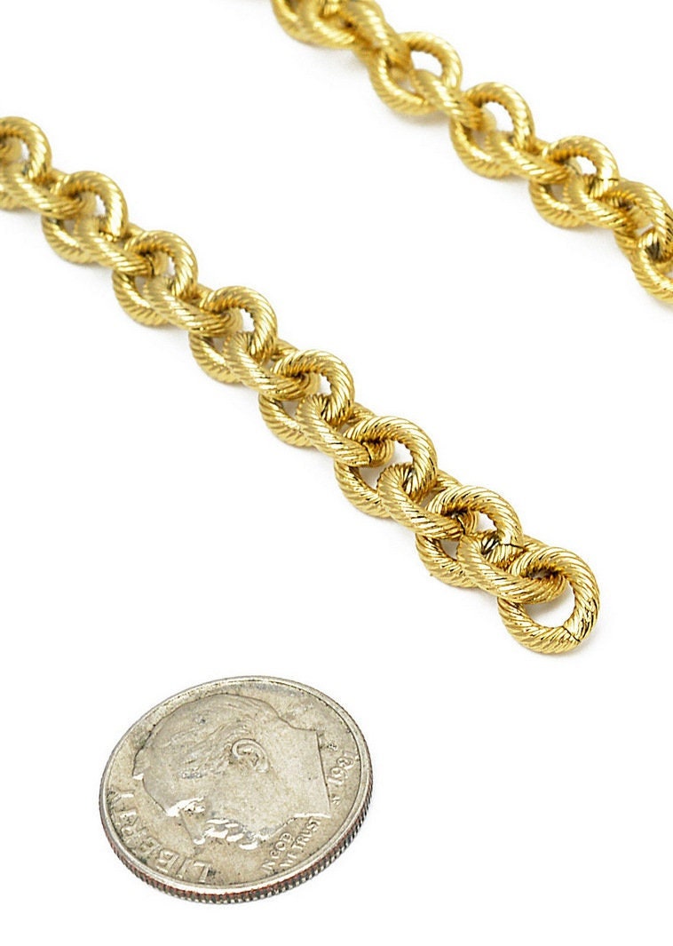 18k Gold Plated link oval diamond cut chain  for jewelry making gfc113  sold by foot jewelry making supplies - detail image 5