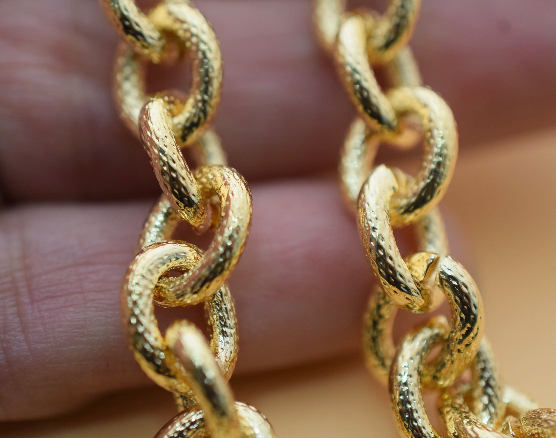 18k Gold Plated link oval diamond cut chain  for jewelry making gfc113  sold by foot jewelry making supplies - detail image 7