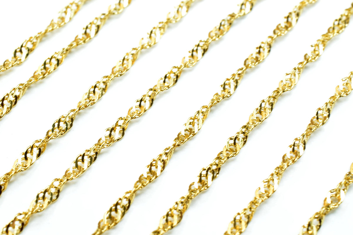 18K Gold Filled Alternative Chain: 1.5mm Singapore Style, Durable Gold Finish | Jewelry Making, Sold by Foot, Tarnish Resistant