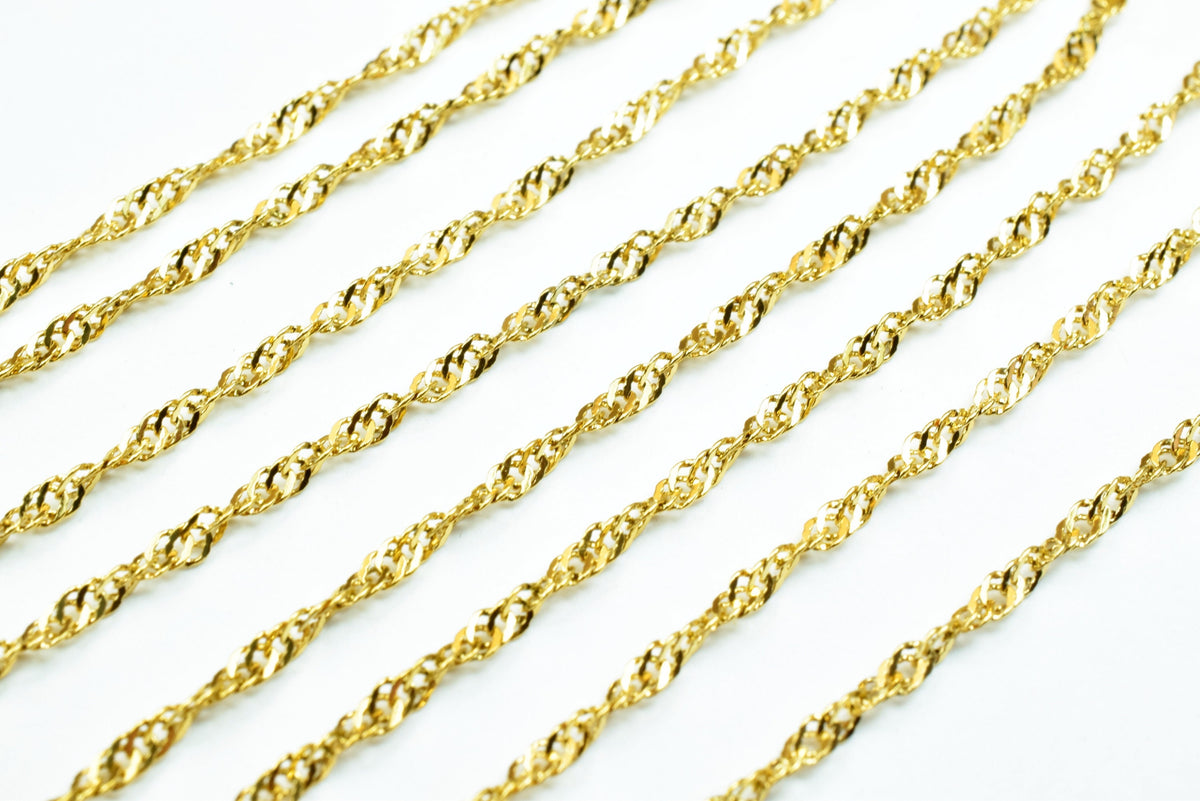 18K Gold Filled Alternative Chain: 1.5mm Singapore Style, Durable Gold Finish | Jewelry Making, Sold by Foot, Tarnish Resistant