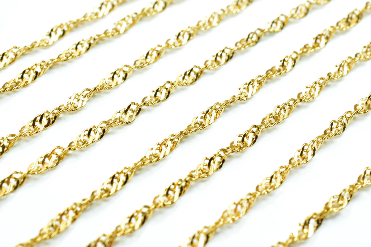 18K Gold Filled Alternative Chain: 1.5mm Singapore Style, Durable Gold Finish | Jewelry Making, Sold by Foot, Tarnish Resistant