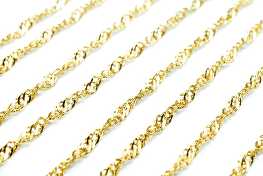 18K Gold Filled Alternative Chain: 1.5mm Singapore Style, Durable Gold Finish | Jewelry Making, Sold by Foot, Tarnish Resistant
