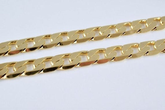 Cuban flat chain 18k gold filled EP chain 24" inches/20" inches cg158/cg158a/cg158b width 9mm/10mm thickness 2mm jewelry m...