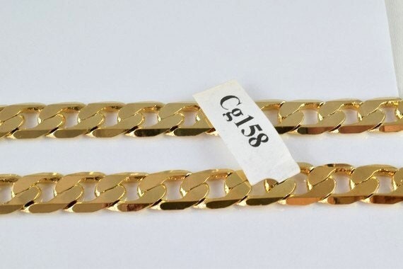 Cuban flat chain 18k gold filled EP chain 24" inches/20" inches cg158/cg158a/cg158b width 9mm/10mm thickness 2mm jewelry m...