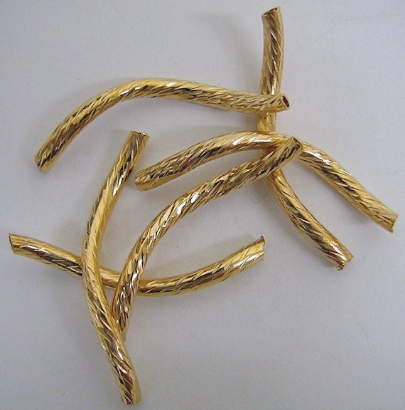 18k gold filled EP tube 2x25mm s shape curve gold filled diamond cut tube gf2412 jewelry making supplies - detail image 5