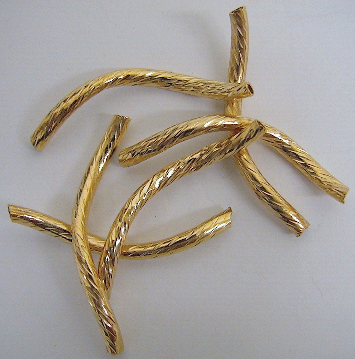 18k gold filled EP tube 2x25mm s shape curve gold filled diamond cut tube gf2412 jewelry making supplies