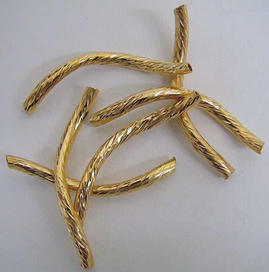 18k gold filled EP tube 2x25mm s shape curve gold filled diamond cut tube gf2412 jewelry making supplies