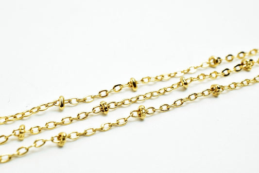 1.8mm 18k Gold Filled cable chain with roundel 18k sold by foot for jewelry making gfc039a h jewelry making supplies - det...