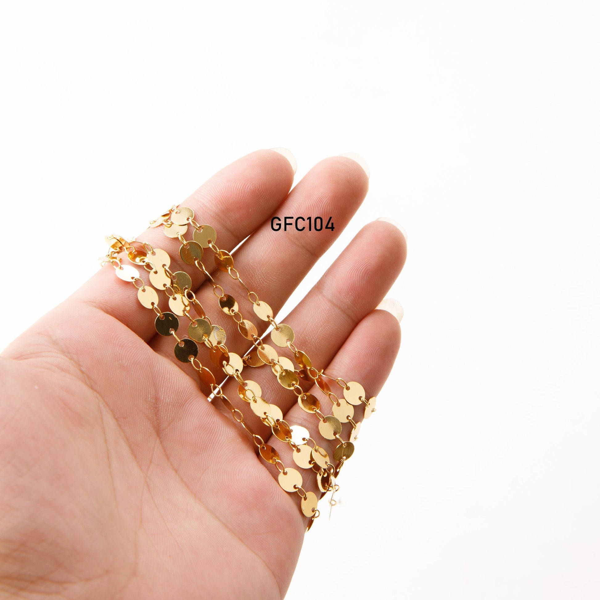 Coin Fancy Link Chain: Round Diamond Cable Style - 18K Gold Electroplated, Copper Core, Craft Supplies for Jewelry