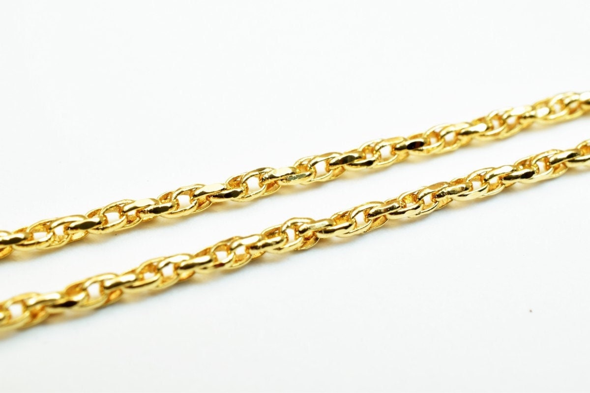 17.5" 18k Gold Filled Look, EP cable chain thickness 1.25mm  CG449 jewelry making supplies - detail image 2