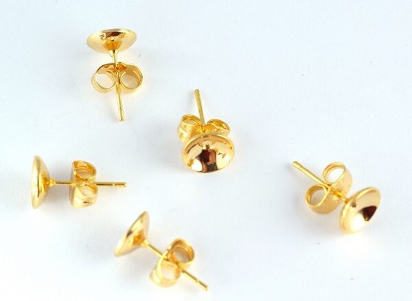 Stud earring finding curve 18k as gold filled* size 14x8mm to make your own earring gf9101 jewelry making supplies