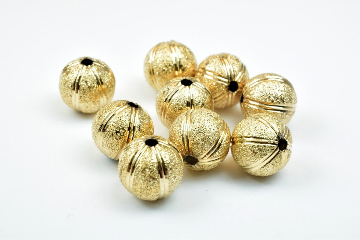 18k Gold Filled Alternative Stardust Watermelon Beads, Diamond Cut Round (8mm & 10mm, Electroplated , Jewelry Making)