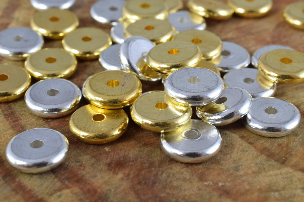 Gold /silver roundel plain spacer size 6mm/8mm/10mm, spacer beads for jewelry making,craft supplies, tools,beads,cabochons...
