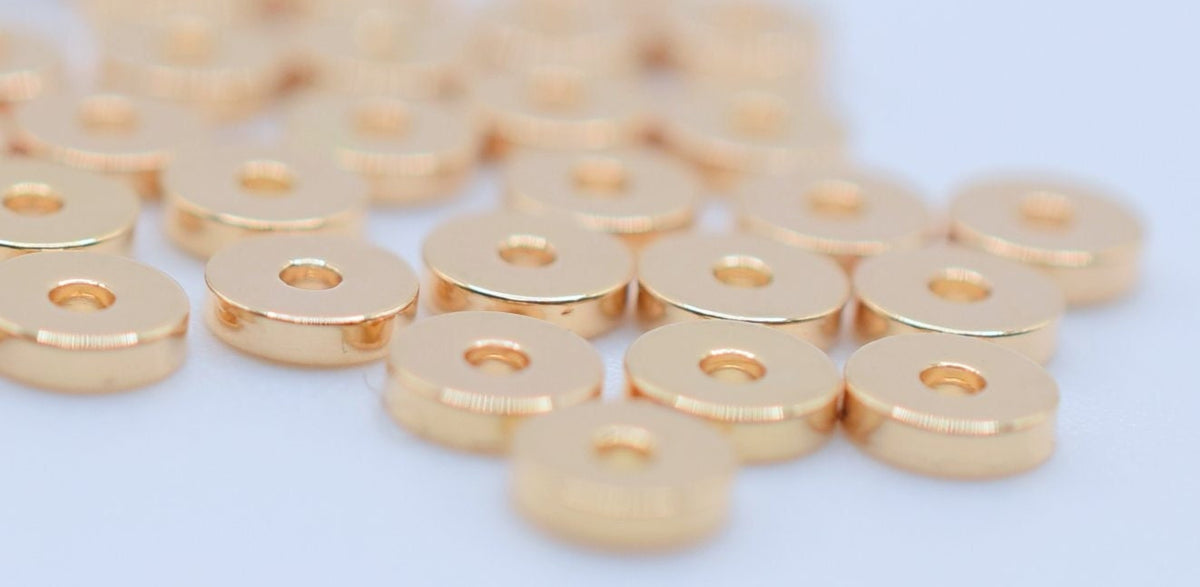 Gold Filled Look, EP Rondel Spacer Beads   Plain Seamless Roundel in 4mm 6mm 8mm 10mm  Round,Flat,Thin jewelry making supp...