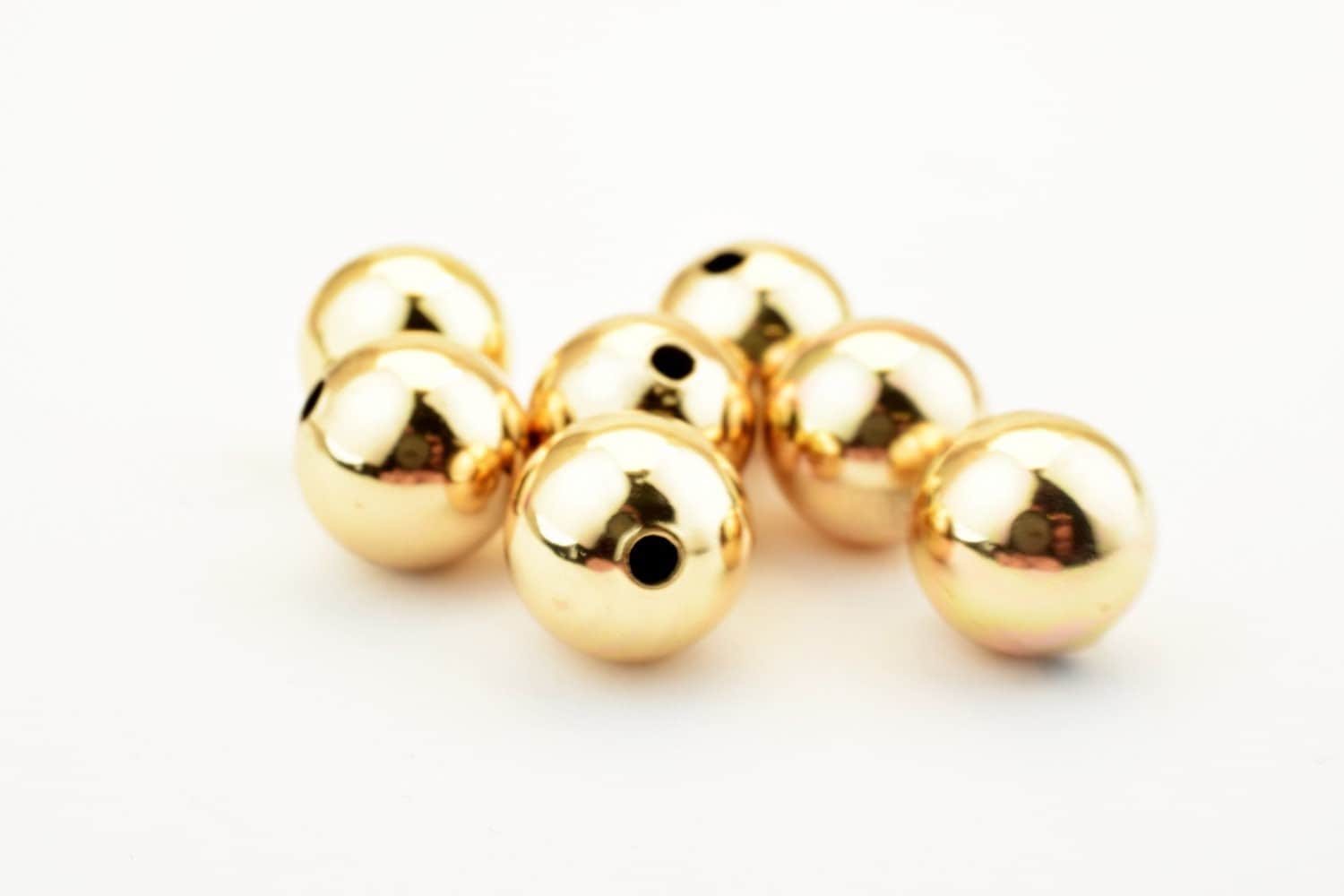 18k Gold Filled Alternative Beads: Heavy EP Plain Round Beads, Gold Filled Alternative Finish | Stainless Steel Base, Multiple Sizes 4-8mm