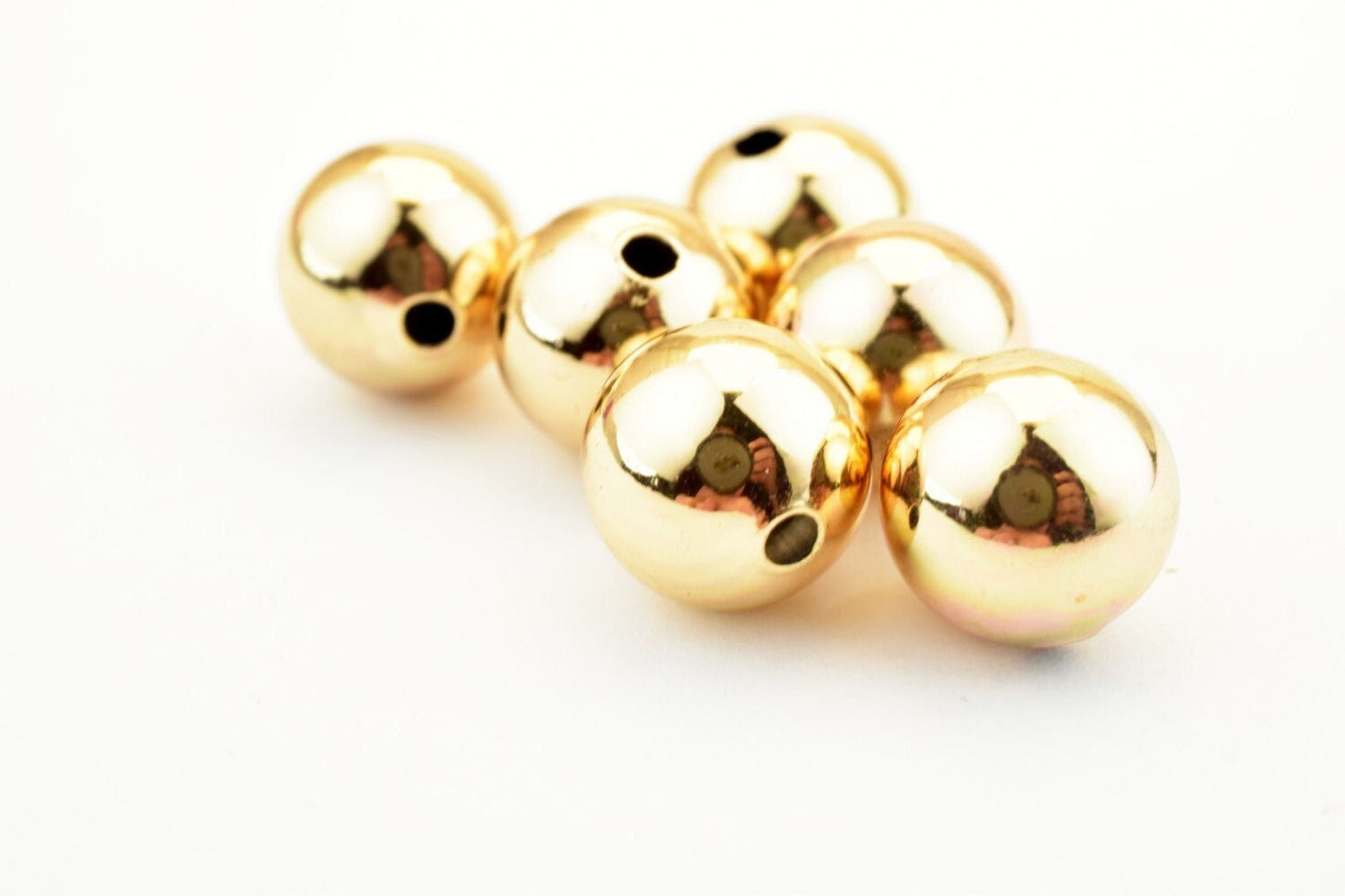 18k Gold Filled Alternative Beads: Heavy EP Plain Round Beads, Gold Filled Alternative Finish | Stainless Steel Base, Multiple Sizes 4-8mm