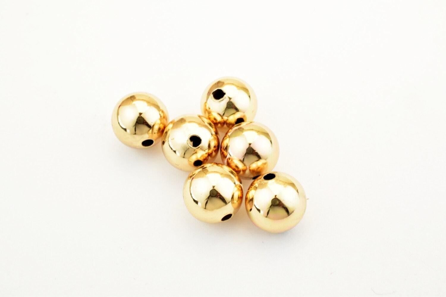 18k Gold Filled Alternative Beads: Heavy EP Plain Round Beads, Gold Filled Alternative Finish | Stainless Steel Base, Multiple Sizes 4-8mm