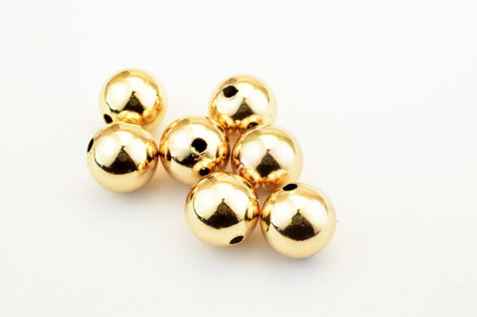 18k Gold Filled Alternative Beads: Heavy EP Plain Round Beads, Gold Filled Alternative Finish | Stainless Steel Base, Multiple Sizes 4-8mm