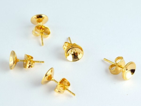 Stud earring finding curve 18k as gold filled* size 14x8mm to make your own earring gf9101 jewelry making supplies - detai...