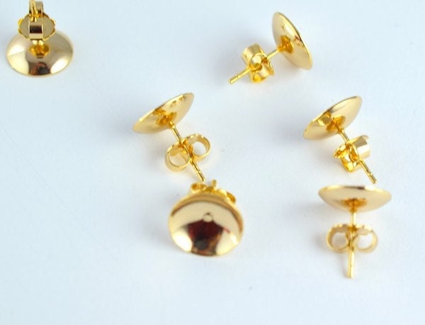 Stud earring finding curve 18k as gold filled* size 14x8mm to make your own earring gf9101 jewelry making supplies - detai...