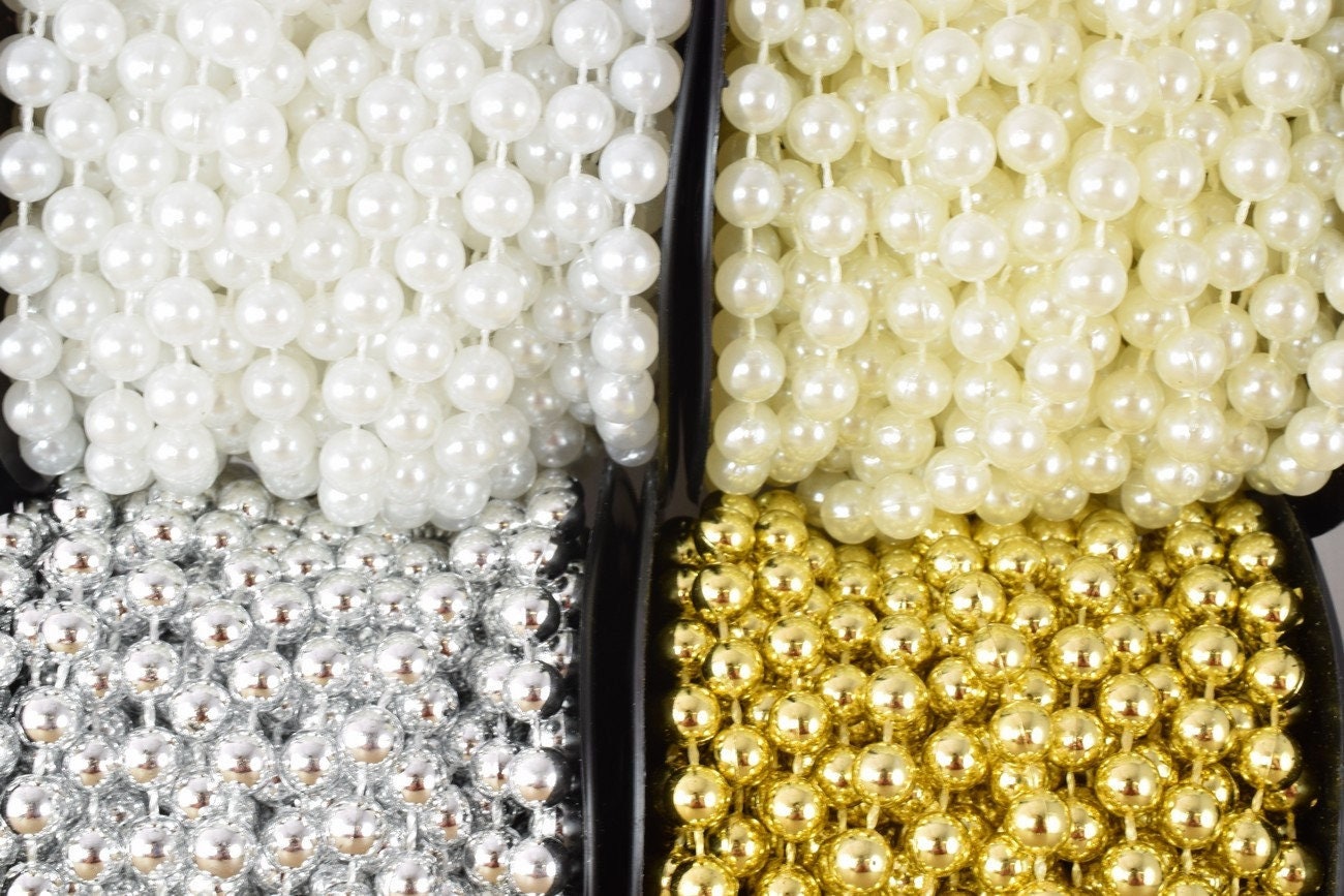 7mm plastic pearl roll 10 yards white/creamy/silver/gold  wedding pearl beads on a spool, roll, acrylic beaded garland str...