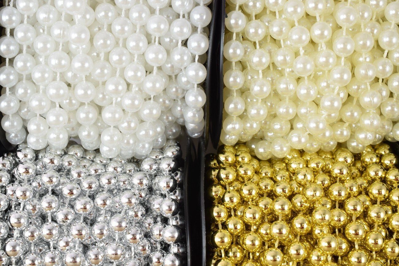 7mm plastic pearl roll 10 yards white/creamy/silver/gold  wedding pearl beads on a spool, roll, acrylic beaded garland str...