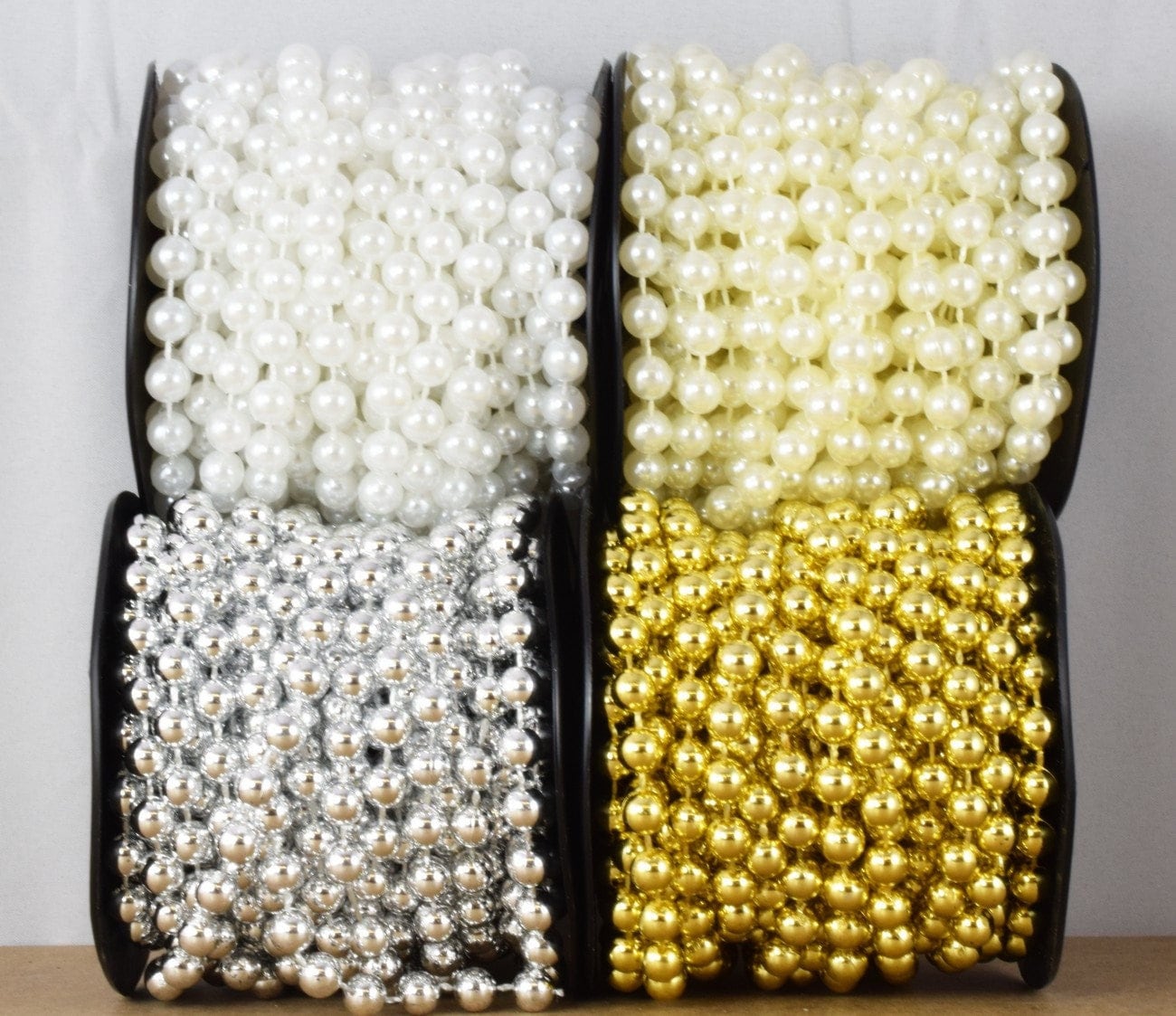 7mm plastic pearl roll 10 yards white/creamy/silver/gold  wedding pearl beads on a spool, roll, acrylic beaded garland str...