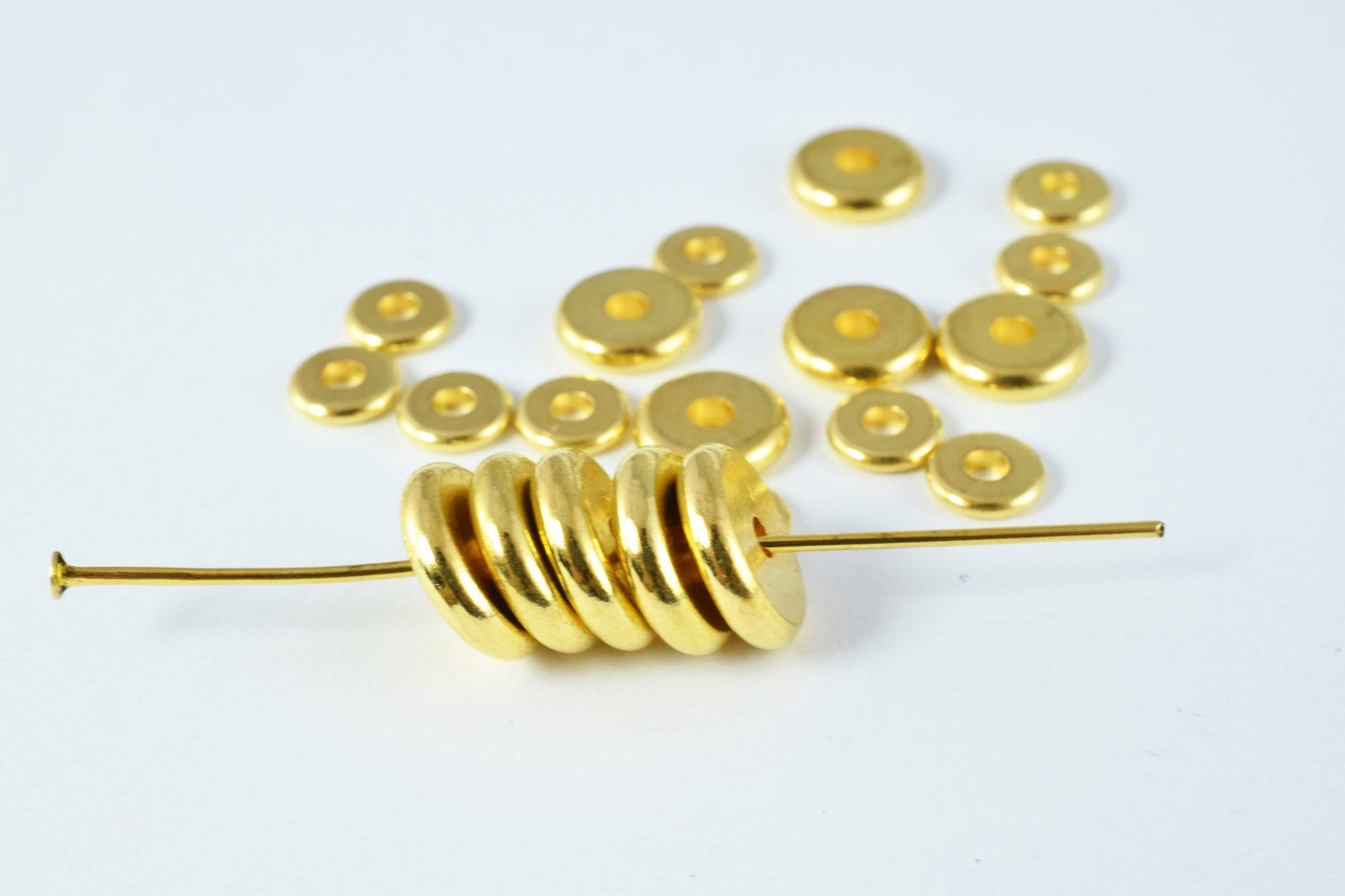 Gold /silver roundel plain spacer size 6mm/8mm/10mm, spacer beads for jewelry making,craft supplies, tools,beads,cabochons...