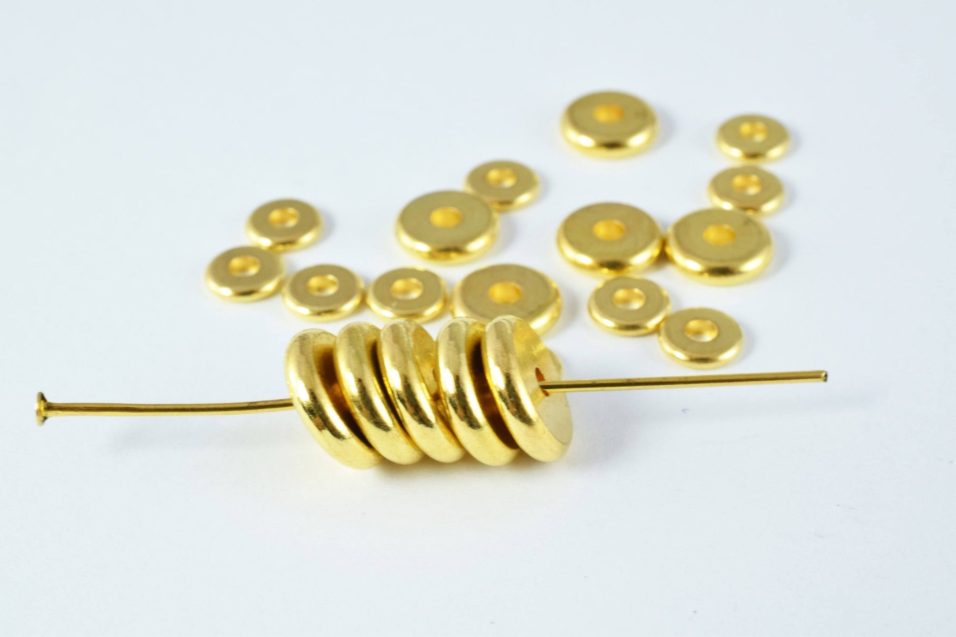 Gold /silver roundel plain spacer size 6mm/8mm/10mm, spacer beads for jewelry making,craft supplies, tools,beads,cabochons...
